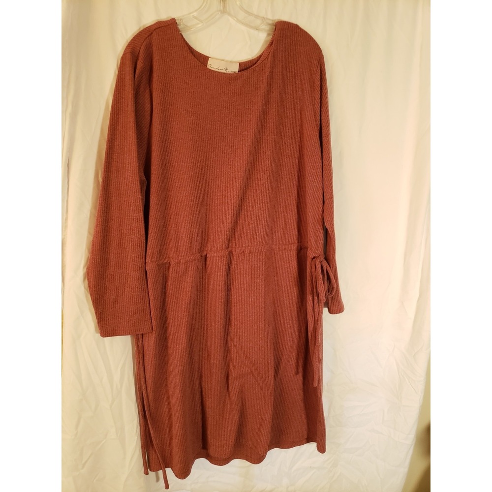 Women's Chancellor Henry Mauve Ribbed Long Sleeve Dress Size 2X